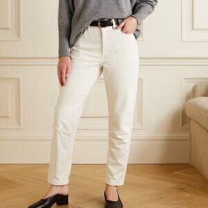 Nili Lotan Moto Cropped Pants Ecru Ankle Zip Size 2